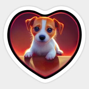 Jack Russell Terrier Puppy Dog In a Heart Shape. Valentines Sticker